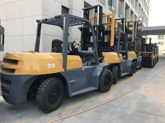 7 Ton Forklift Engine Chaochai Work For Marble Stone Factory Lift Height 5 Meter Mast 3 Stage